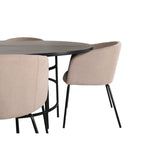 Copenhagen, Berit Rund matgrupp Beige, Svart, Svart, ⌀140