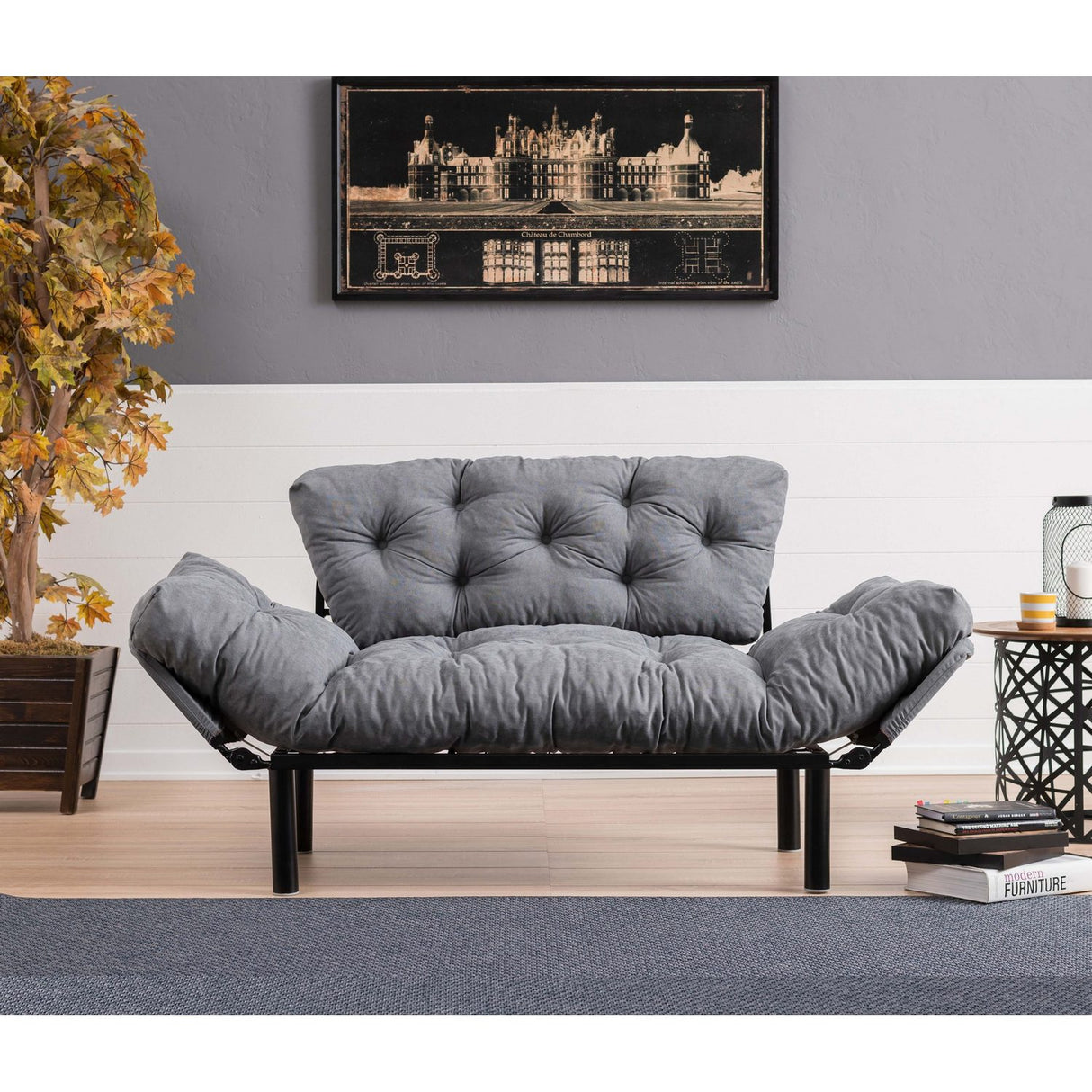 Helsingfors (155 x 85 x 70 cm) 2-sits bäddsoffa Grå