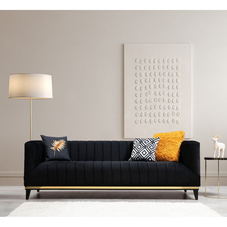 Tallinn (222 x 89 x 75 cm) 3-sitssoffa Svart guld