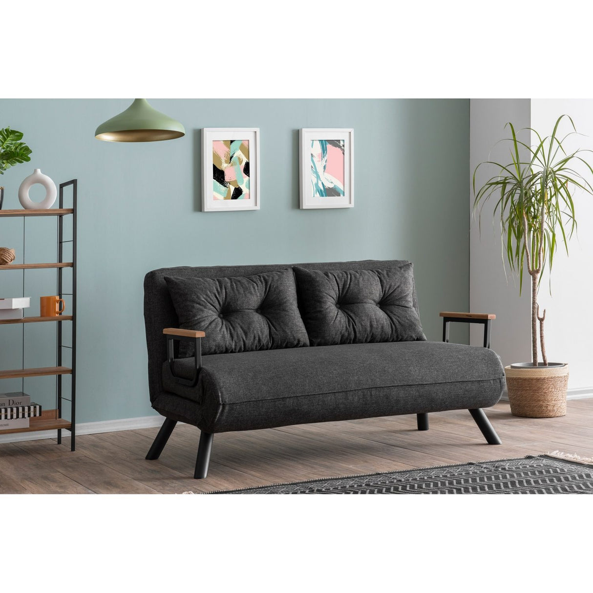 Apia 2-sits (25 x 134 x 121 cm) 2-sits bäddsoffa Mörkgrå
