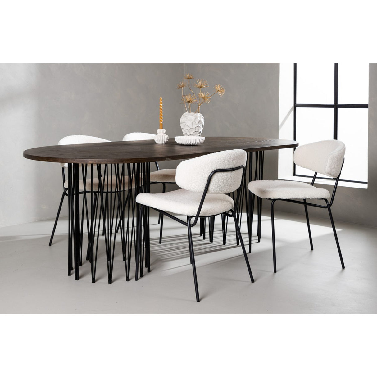 Stone, Chico Oval matgrupp Vit, Svart, mocka, 220 x 100