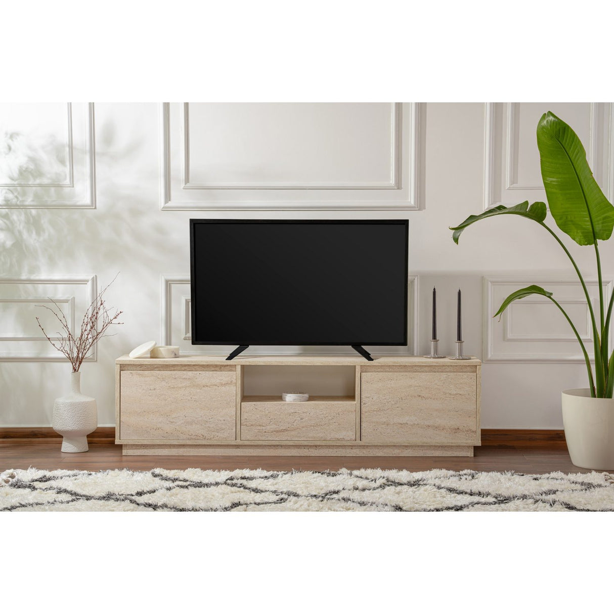 Vanguard (160 x 42 x 30 cm) TV-bänk Travertin