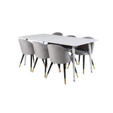 Polar, Velvet Rektangulär matgrupp Svart,Guld,Grå, Vit, 180 x 90