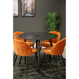 Plaza, Velvet Rund matgrupp Svart, rostig orange, Svart, ⌀100