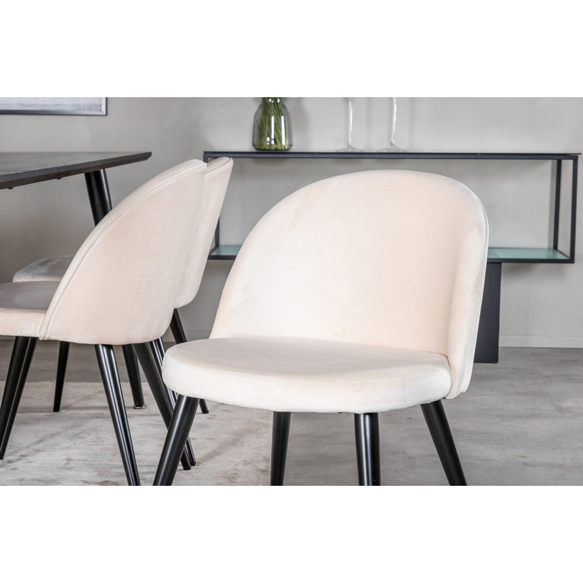 Dipp, Velvet Rektangulär matgrupp Beige,Svart, Svart, 180 x 90