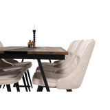 Jakarta, Velvet Deluxe Rektangulär matgrupp Beige, Svart, Svart,Natur, 200 x 90
