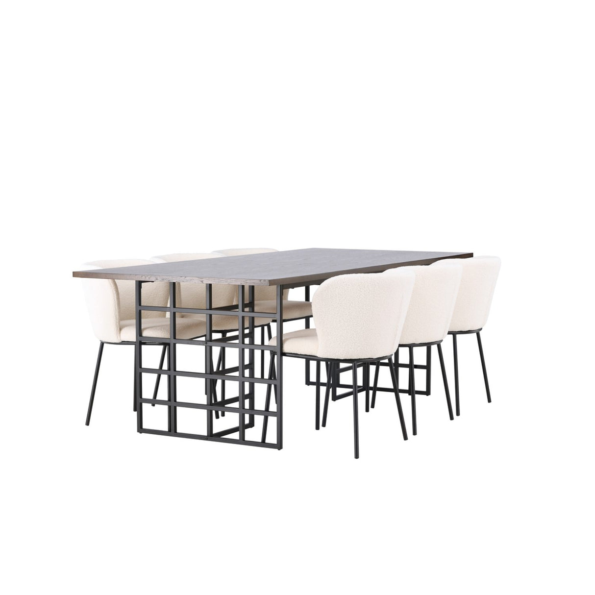 Ystad, Edina Rektangulär matgrupp Svart,Vit, Svart, mocka, 220 x 100