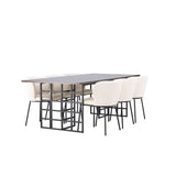 Ystad, Edina Rektangulär matgrupp Svart,Vit, Svart, mocka, 220 x 100