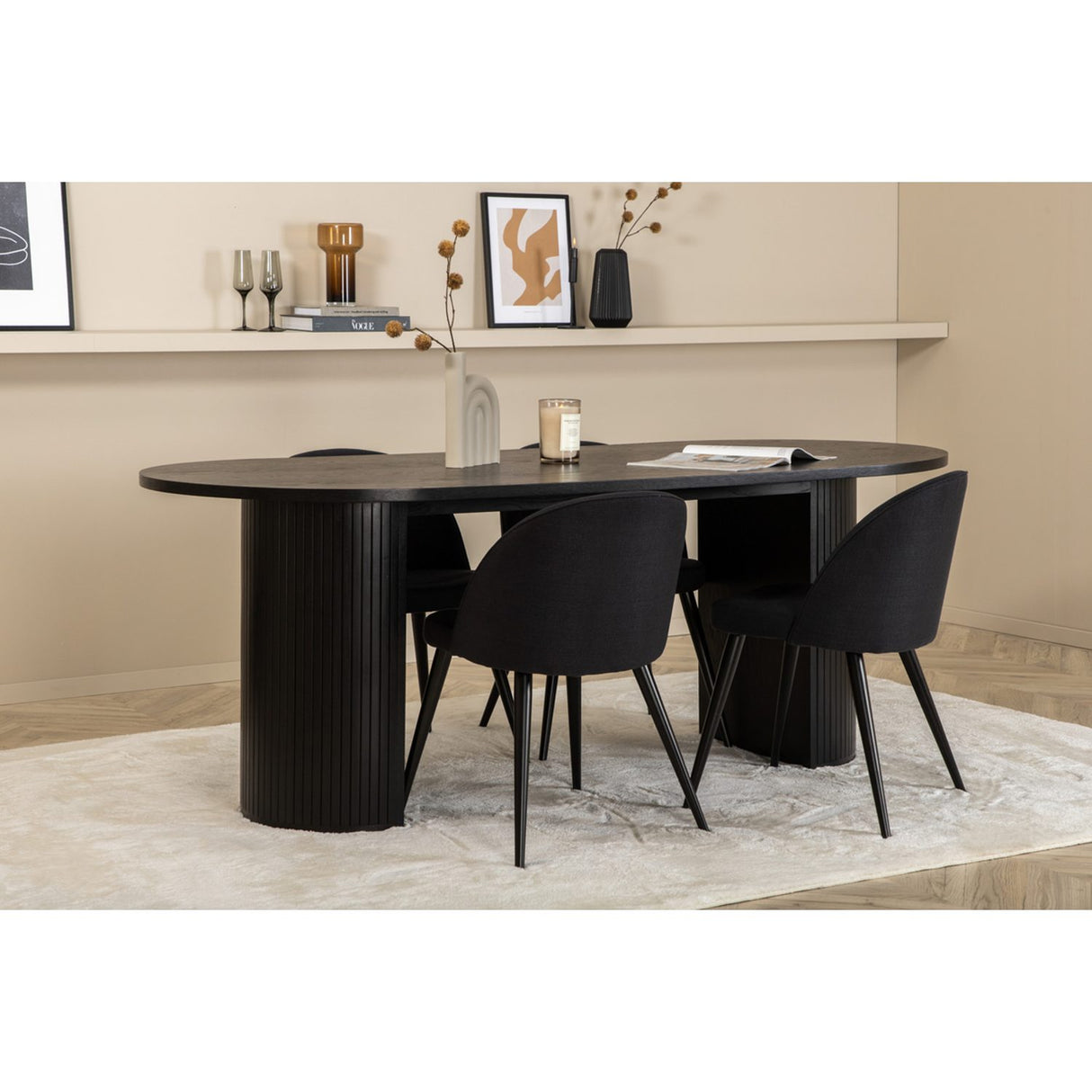 Bianca, Velvet Oval matgrupp Svart, Svart, 200 x 90