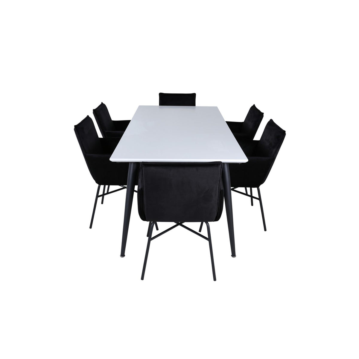 Jimmy, Petra Rektangulär matgrupp Svart, Svart,Vitt, 195 x 90
