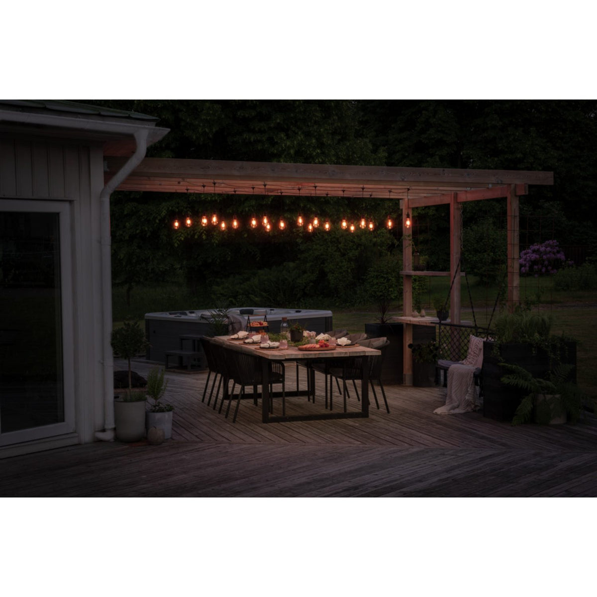 E27 10 Amber Utbytbara LED Svart kabel Dimmer Ljusslinga Ute