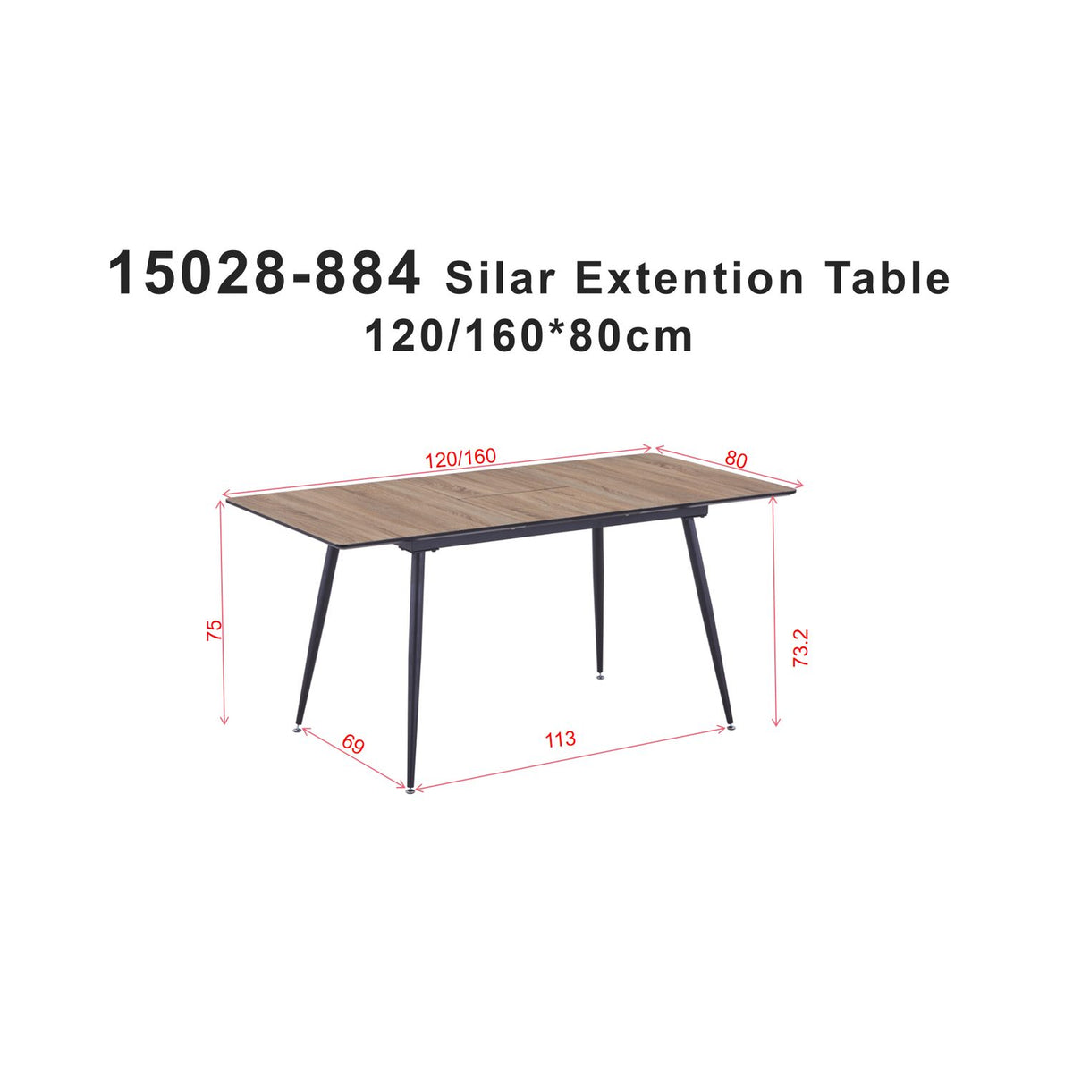 Silar Rektangulärt matbord Black, 120 x 80