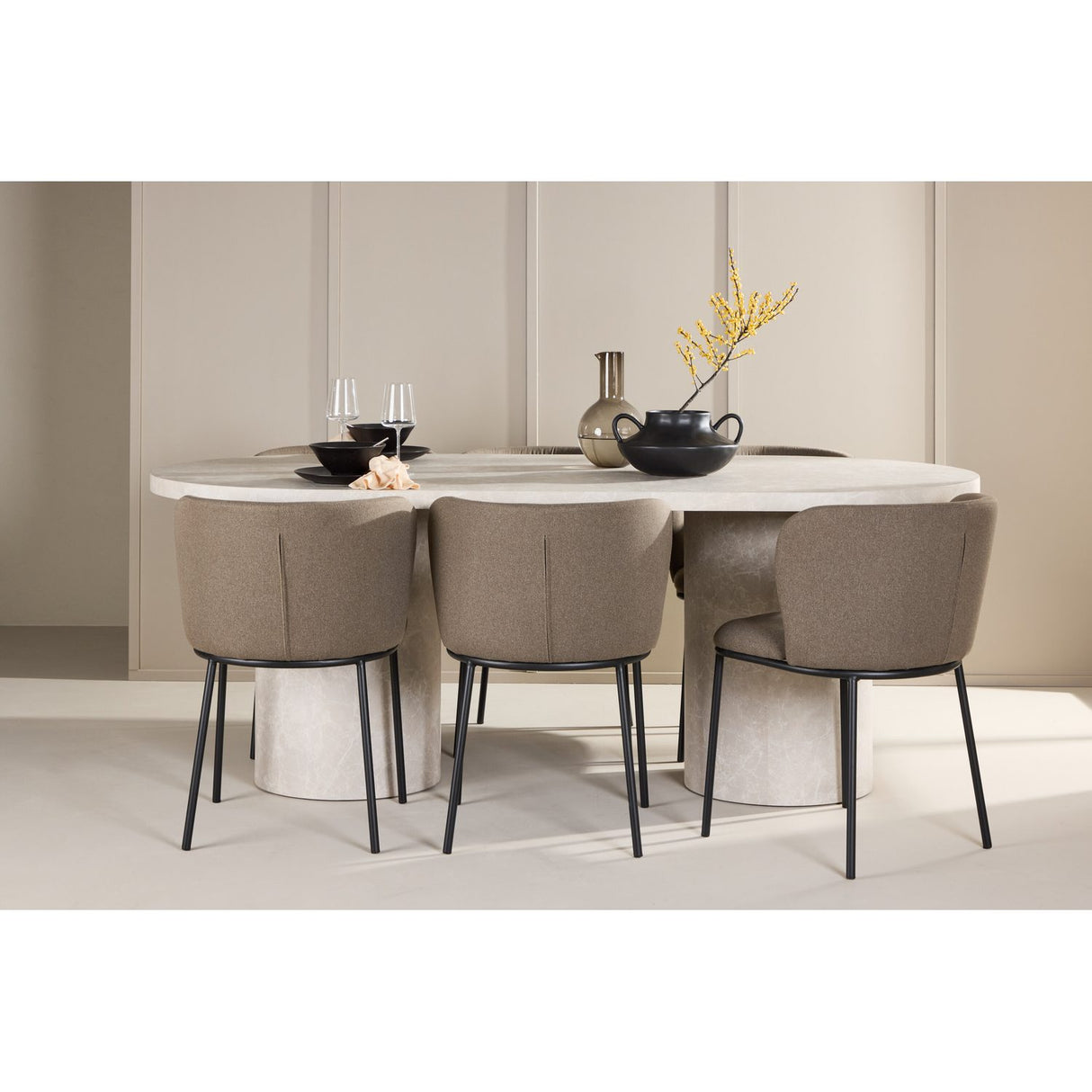 Narvik, Edina Oval matgrupp Svart,Brun, Beige, 200 x 100