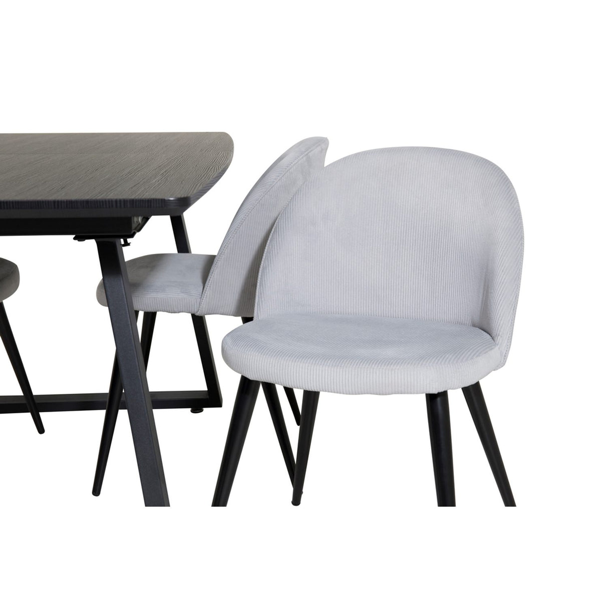 Inca, Velvet Rektangulär matgrupp Svart,Ljusgrå, Svart, 160 x 85