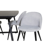 Inca, Velvet Rektangulär matgrupp Svart,Ljusgrå, Svart, 160 x 85