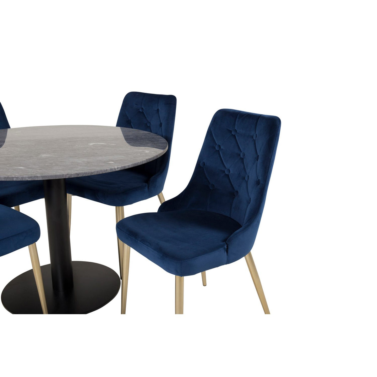 Estelle, Velvet Deluxe Rund matgrupp Blå, Guld, Svart,Mörkgrå, ⌀106