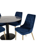 Estelle, Velvet Deluxe Rund matgrupp Blå, Guld, Svart,Mörkgrå, ⌀106