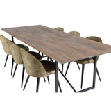 Padang, Velvet Rektangulär matgrupp Svart,Grön, Svart,Natur, 250 x 100