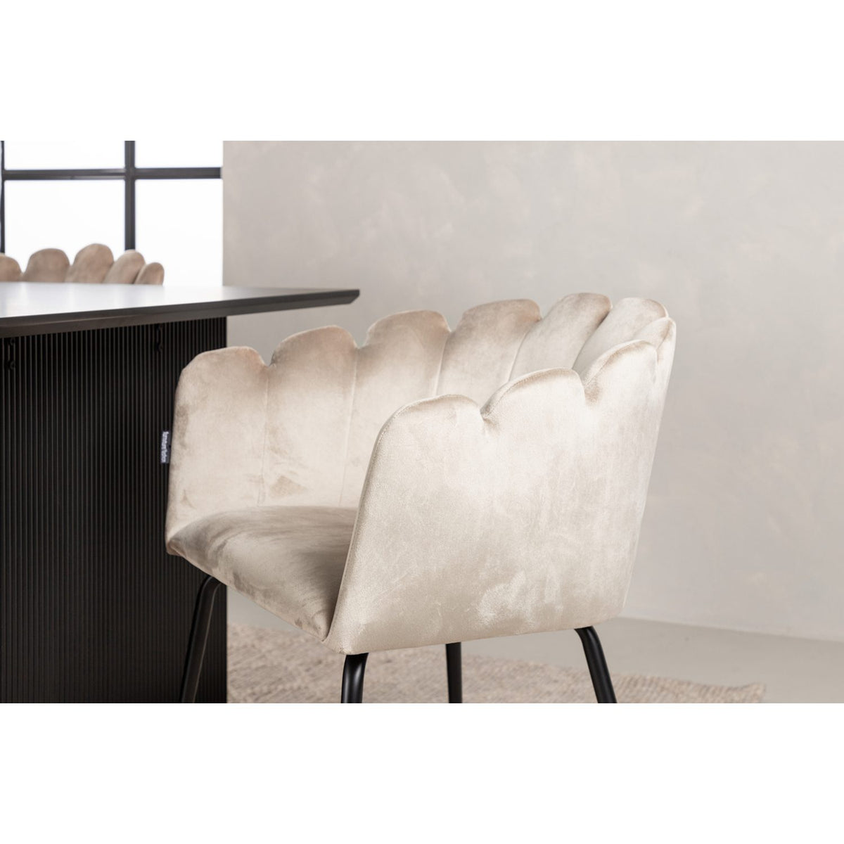 Vail, Limhamn Rektangulär matgrupp Beige, Svart, Svart, 200 x 100