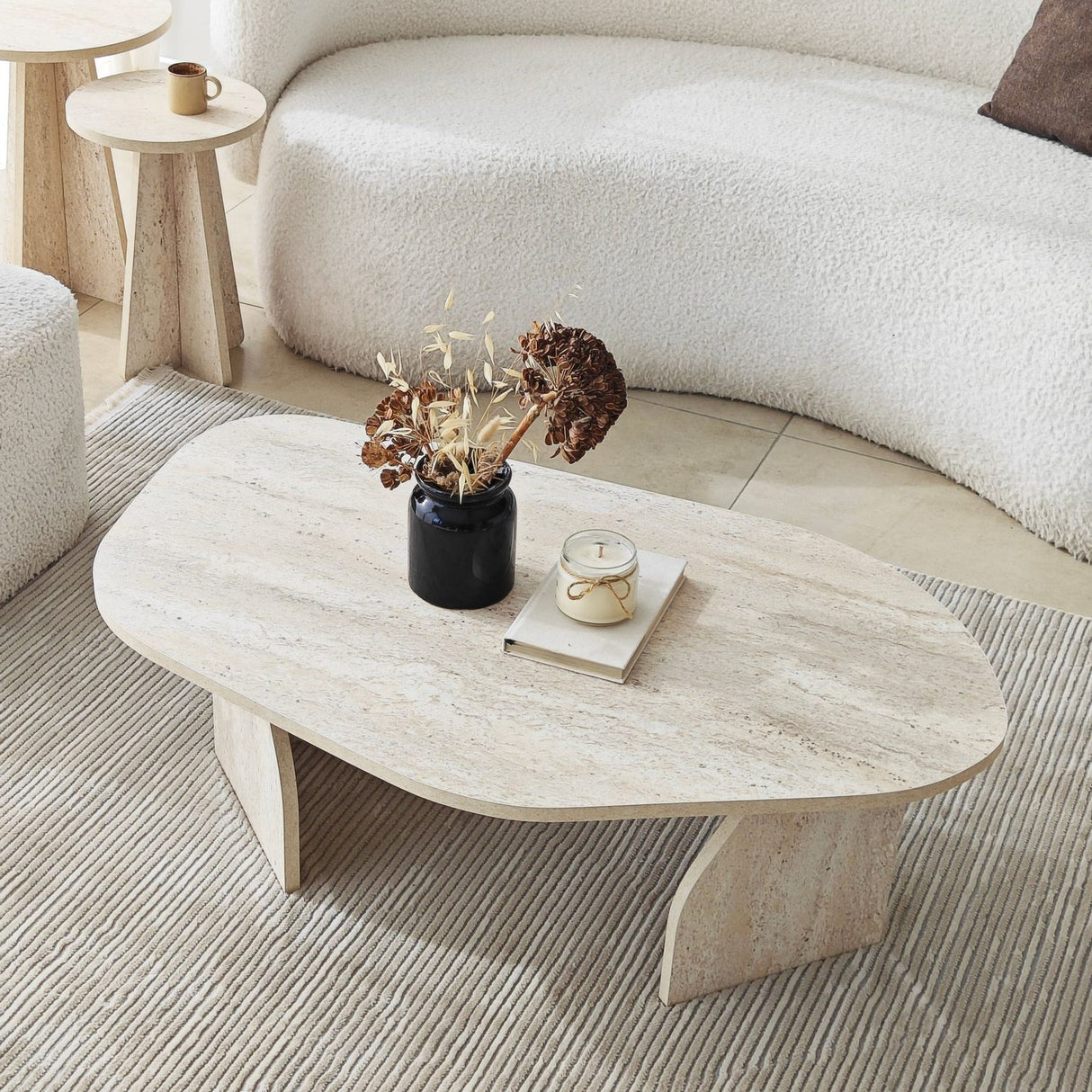 Nova (100 x 35 x 60 cm) Soffbord Travertin