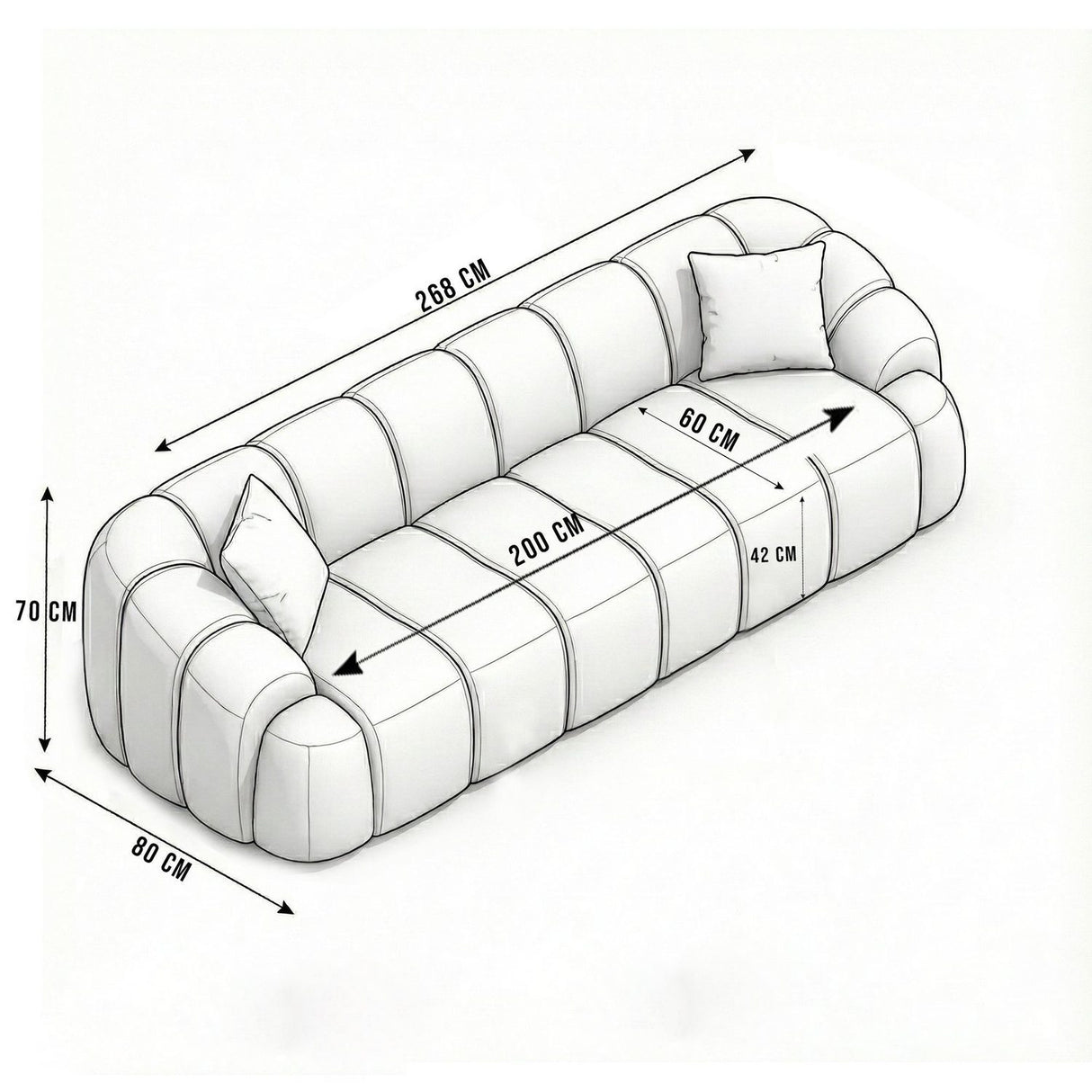 Octavio (268 x 70 x 80 cm) 4-sits soffa Turkos