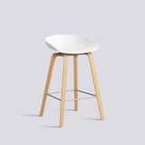 AAS 32 65 cm Barpall White 2.0, ekfaner med vattenbaserad lack, Rostfritt stål