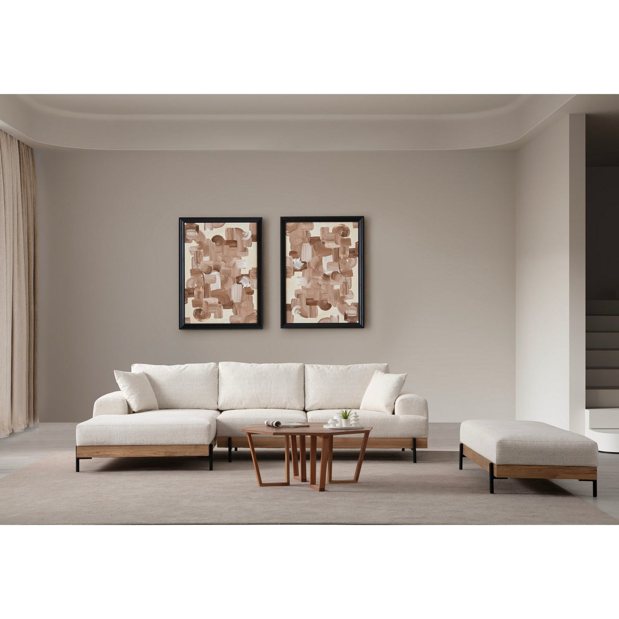 Addis Abeba Oak (170-280 x 98 x 78 cm) Hörnsoffa Vit, Vänster