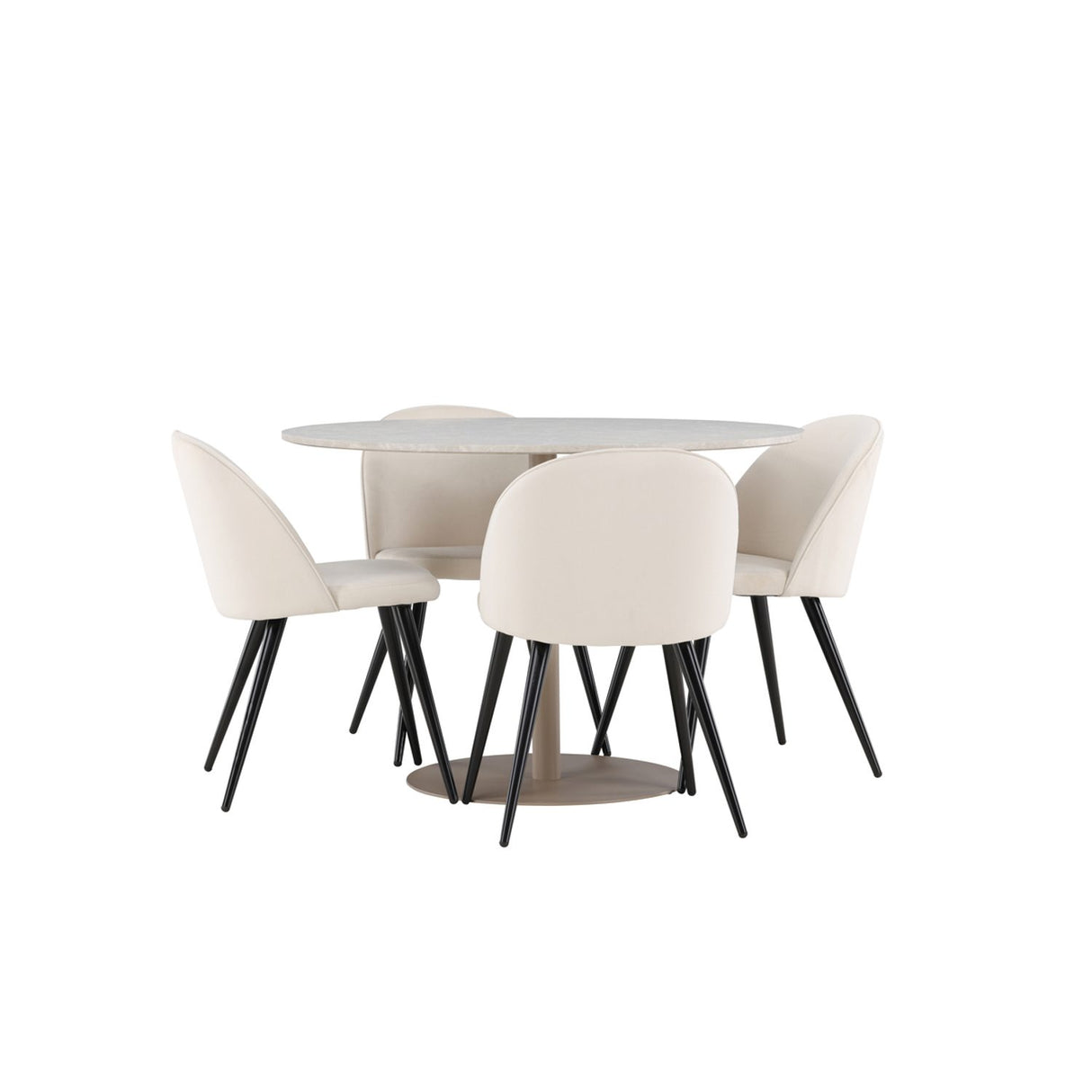 Lycke, Velvet Rund matgrupp Beige,Svart, Beige, ⌀110