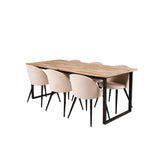 Cirebon, Velvet Rektangulär matgrupp Beige,Svart, Svart,Natur, 200 x 90