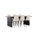 Vail, Polar Rektangulär matgrupp Beige, Svart, Svart, 200 x 100