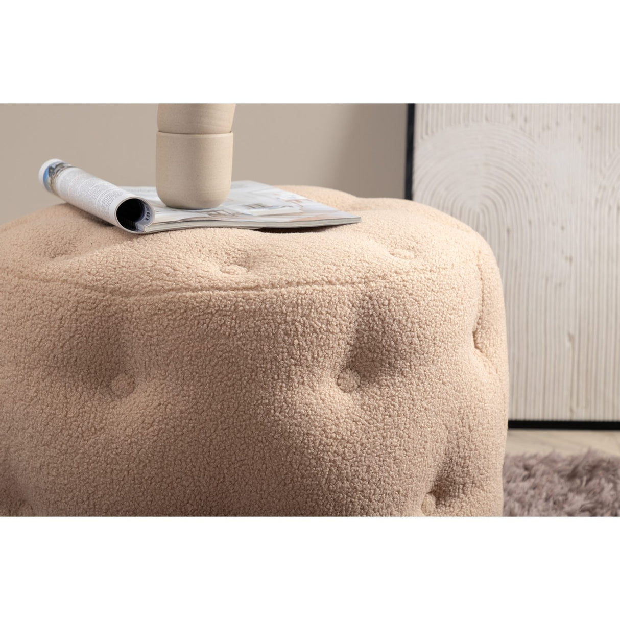 Benjamin Puff Beige, Polyester teddy
