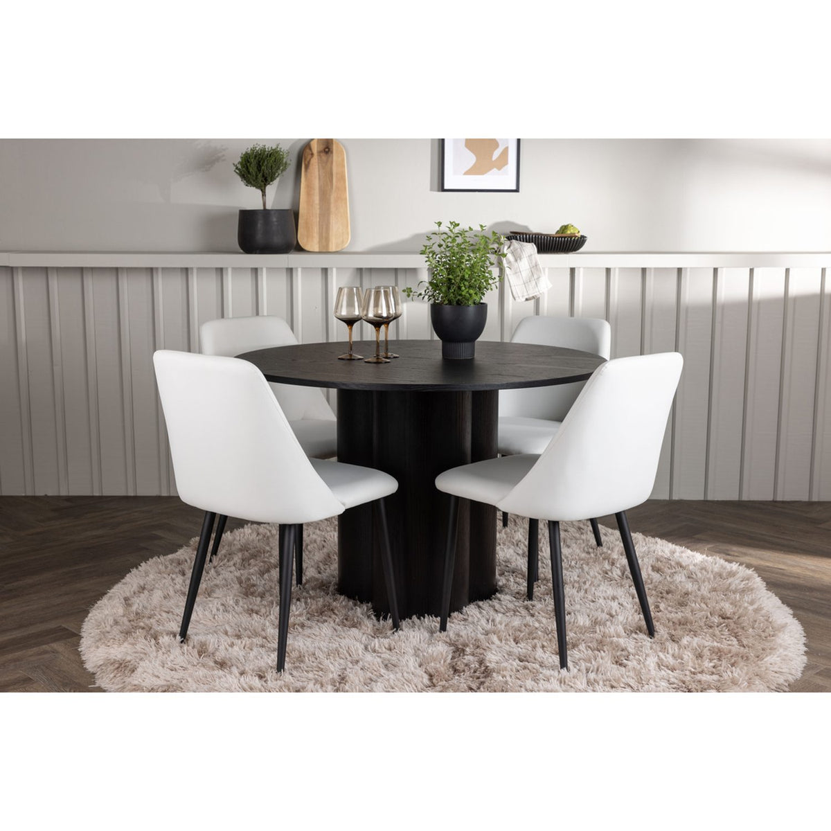 Olivia, Night Rund matgrupp Svart,Vit, Svart, ⌀110