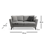 Zanzibar 2-sits (170 x 94 x 88 cm) Grå 2-sitssoffa