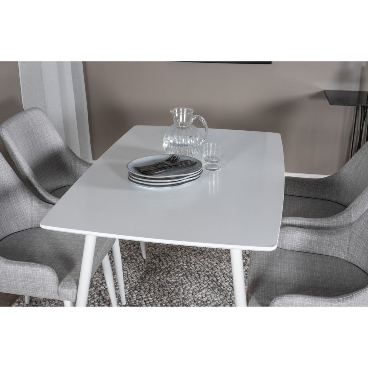 Polar, Plaza Rektangulär matgrupp Grå,Vit, Vit, 120 x 75