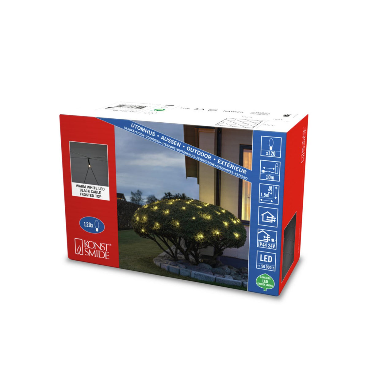 Nät Frostad LED Svart kabel 24V/IP44 Ljusslinga Ute 2.5x1.5m, Varmvit