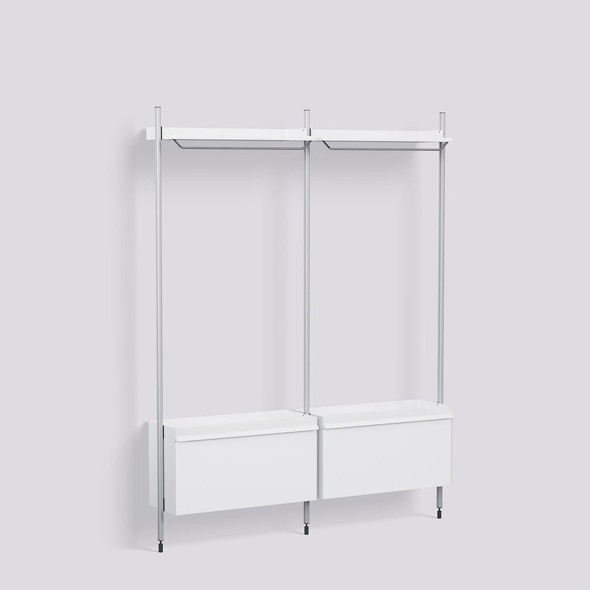 Pier System 1002 2 sektioner 162 × 34 × 209 cm Hyllsystem PS White, Klaranodiserad aluminium
