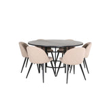 Copenhagen, Velvet Rund matgrupp Beige,Svart, Svart, ⌀140