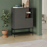 Amira (90 x 125 x 40 cm) Sideboard Antracitträ Svart Svart