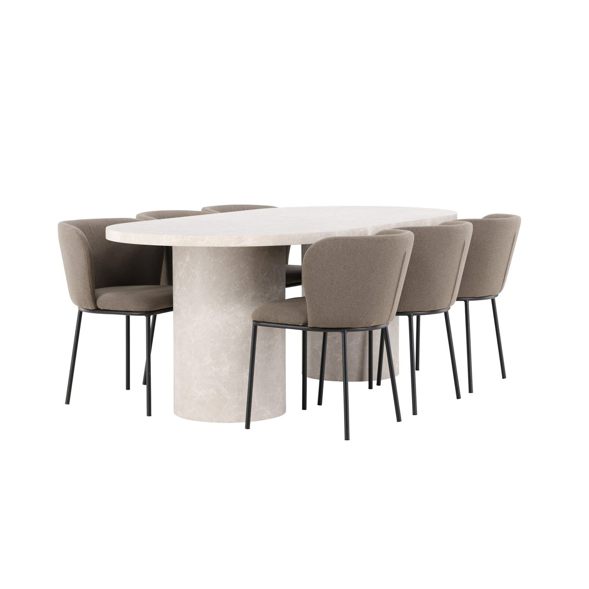 Narvik, Edina Oval matgrupp Svart,Brun, Beige, 200 x 100
