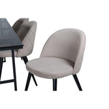 Leif, Velvet Rektangulär matgrupp Beige, Svart, Svart, 200 x 90