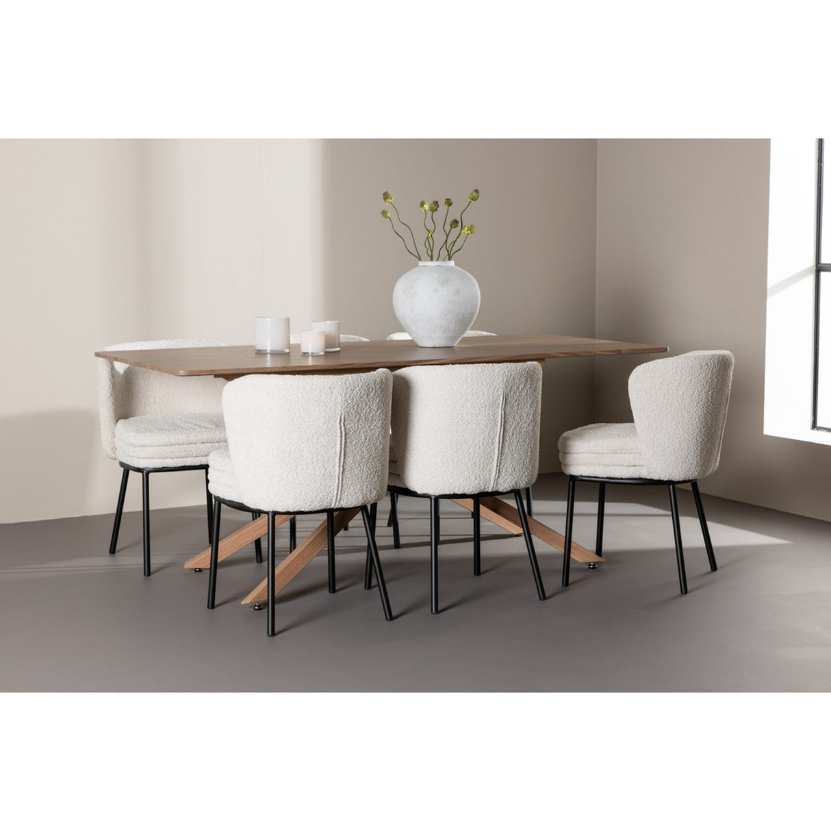Piazza, Agnes Rektangulär matgrupp Svart,Vit, Mocka, 180 x 90