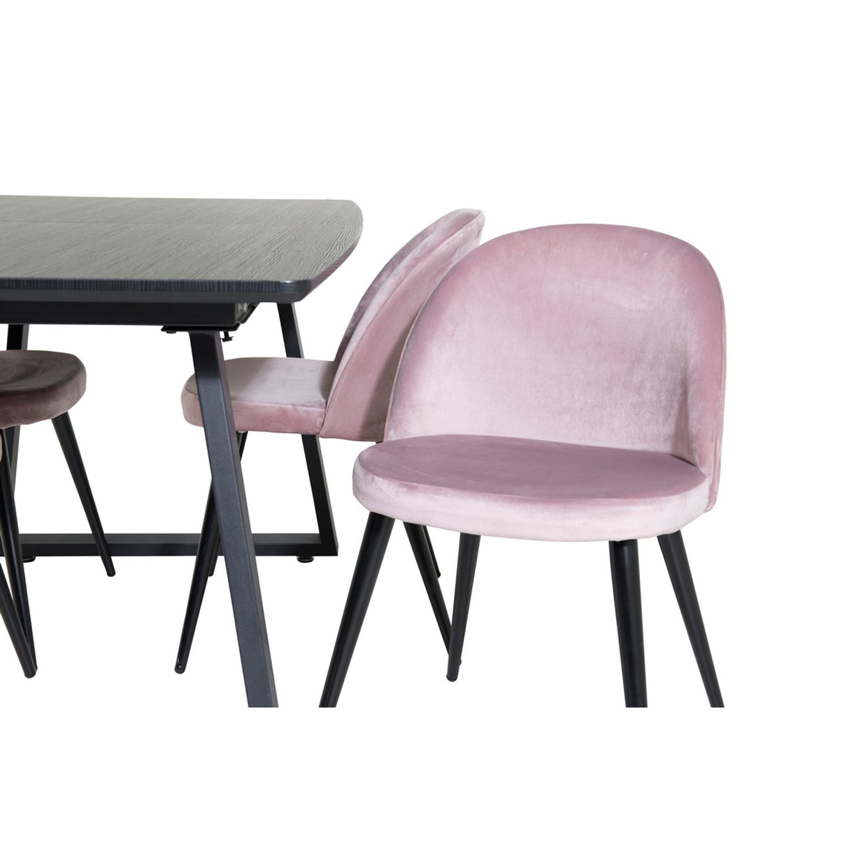 Inca, Velvet Rektangulär matgrupp Svart,Dammrosa, Svart, 160 x 85