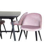 Inca, Velvet Rektangulär matgrupp Svart,Dammrosa, Svart, 160 x 85