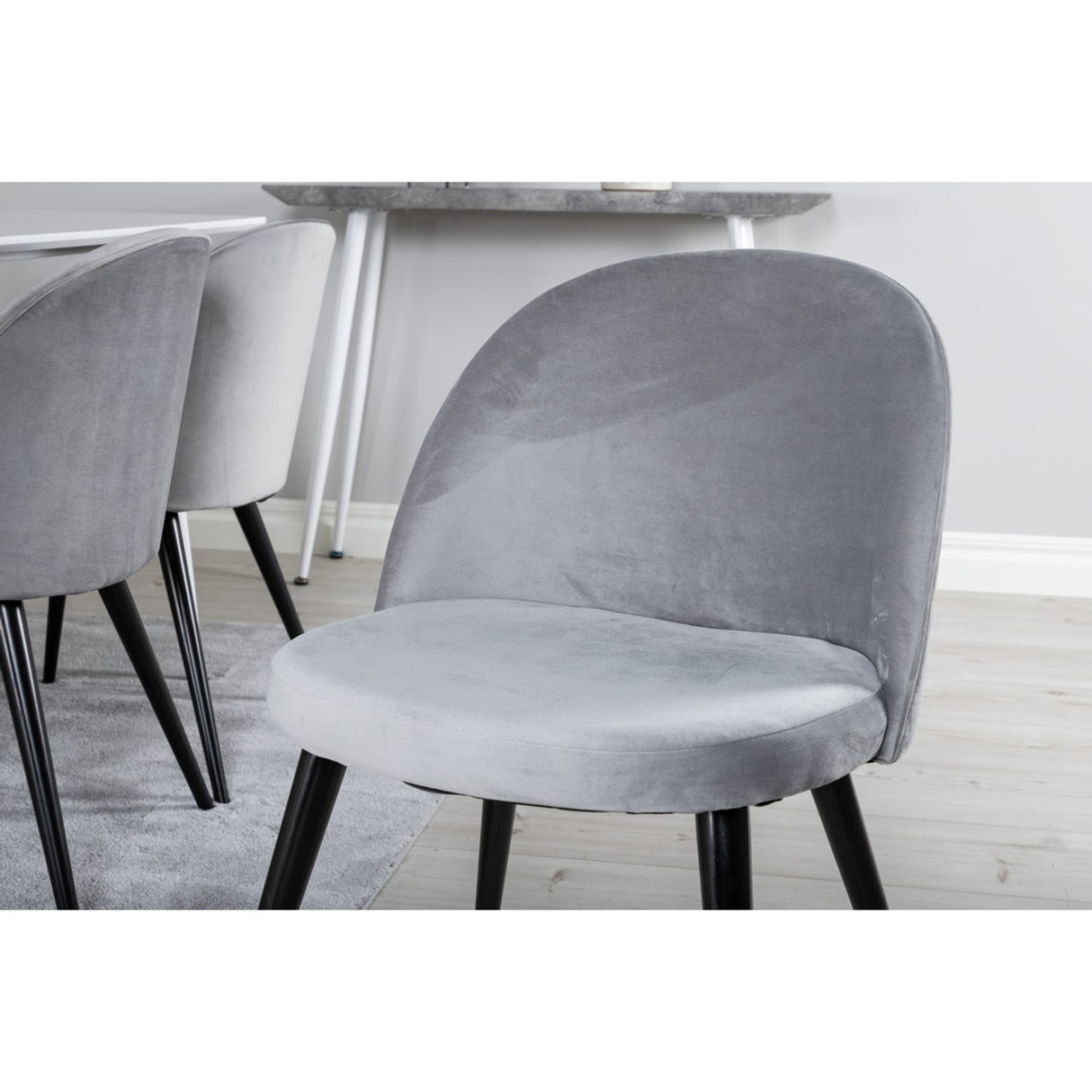 Polar, Velvet Rektangulär matgrupp Svart,Grå, Vit, 180 x 90