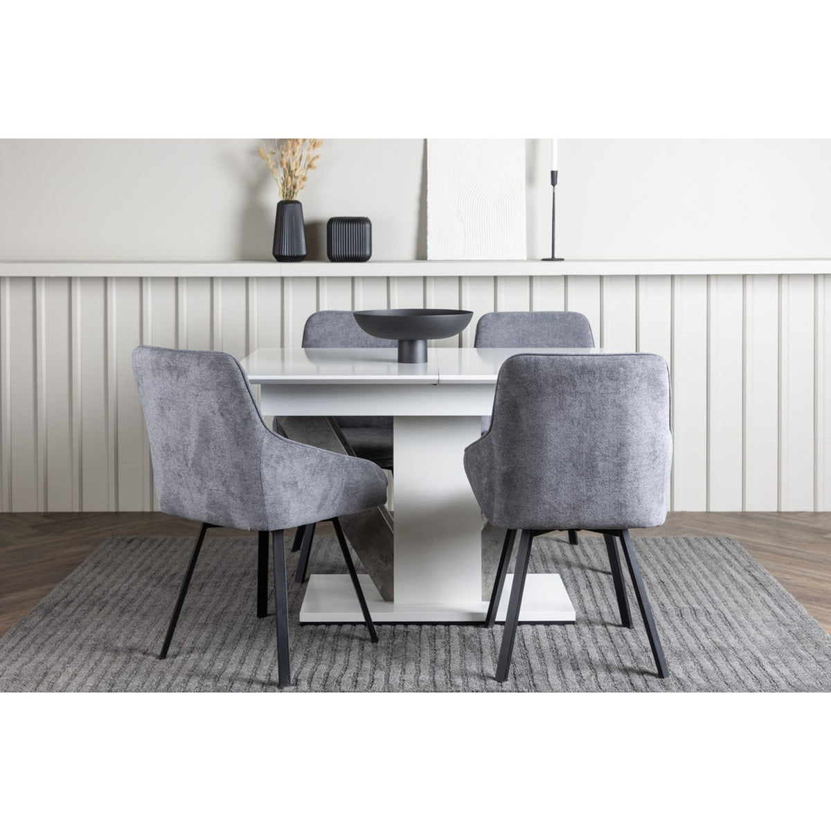 Disa, Rosie Rektangulär matgrupp Svart,Grå, Grå,Vit, 120 x 80