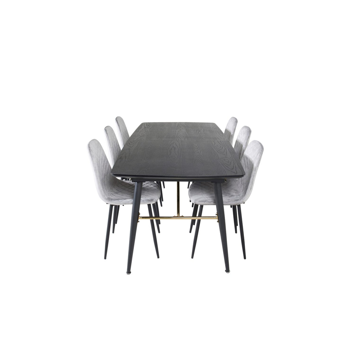 Gold, Polar Rektangulär matgrupp Svart,Grå, Svart, 180 x 85