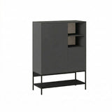 Amira (90 x 125 x 40 cm) Sideboard Antracitträ Svart Svart