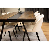 Jakarta, Sammet Rektangulär matgrupp Beige, Svart, Svart,Natur, 200 x 90