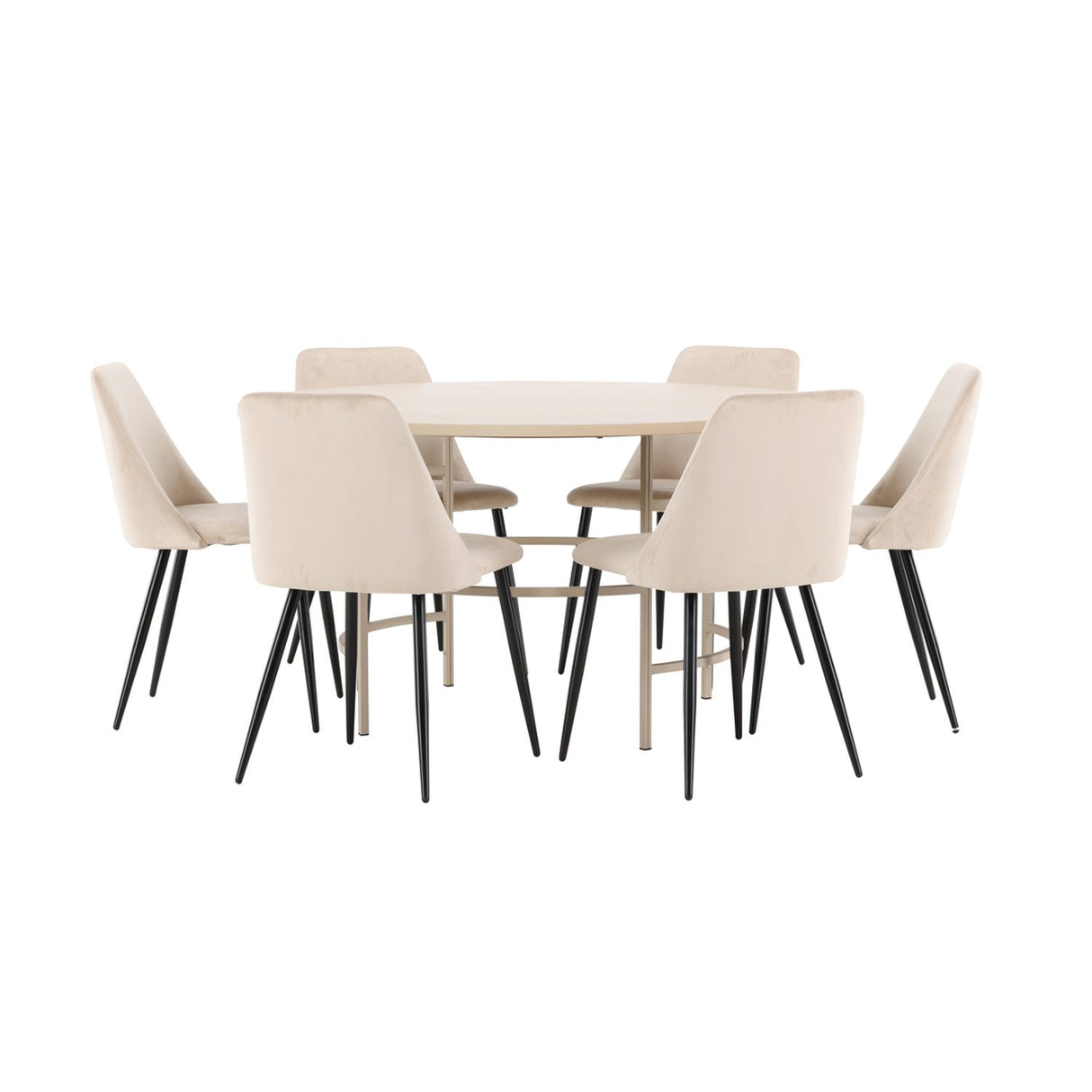 Copenhagen, Night Rund matgrupp Beige, Vitputsad, 6st