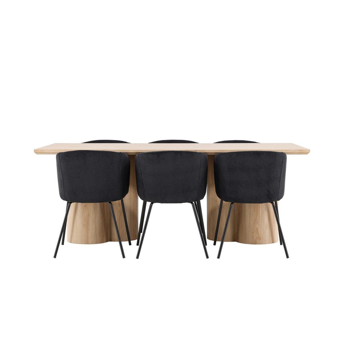 Olivia, Berit Rektangulär matgrupp Svart, Natur, 6st